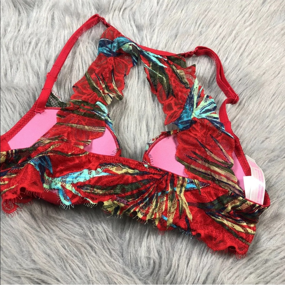 VS PINK Date Racerback Red Lace Bra 32A - Picture 2 of 6